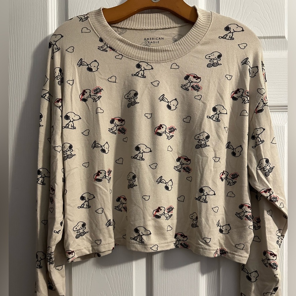 American Eagle Outfitters Snoopy Valentine Shorts and Long Sleeve Pajama Set